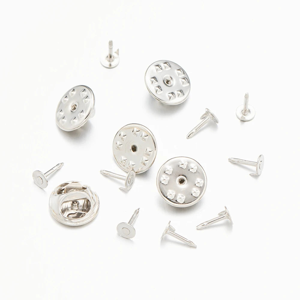 100pc Metal Locking Pin Back Brooch Badge Holder Lapel Base For DIY Jewellery Material Making Supply Craft Accessories Handmade