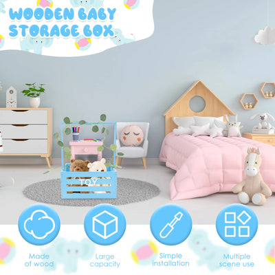Wood Baby Shower Crate Closet Large Capacity Easy to Install Shower Party Basket with Handle Smooth Baby Clothes Rack for Babies