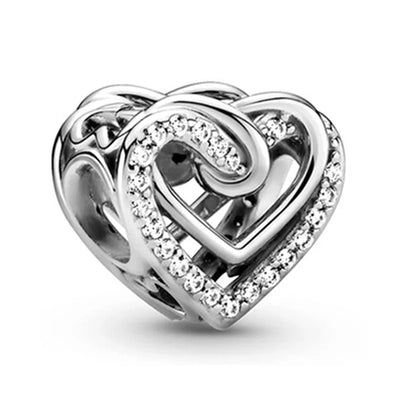 2024 New 925 Silver Plated Diamond Heart Bell Loose Charm Beads For Pandora DIY Bracelet Necklace Jewelry Accessories Gifts