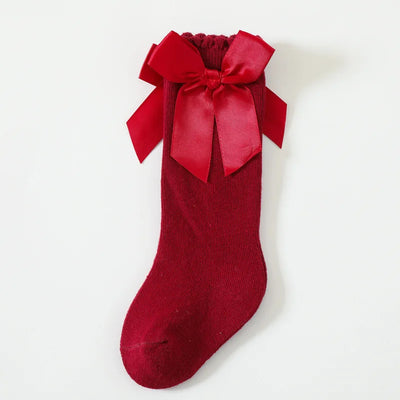 Baby Toddlers Socks Spring Summer Autumn Children Girls Knee High Long Sock Cotton Big Bow Spanish Style Kids Floor Socks