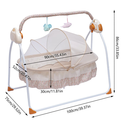 3-COLOR LED BLUETOOTH ELECTRIC BABY CRADLE WITH AUTO SWING, SAFE CRIB, INFANT ROCKER & MP3 MUSIC PLAYER