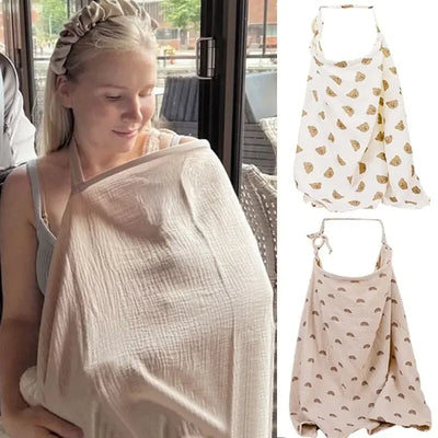 COTTON BREASTFEEDING COVER FOR MOTHERS – ADJUSTABLE NURSING APRON & STROLLER BLANKET FOR BABY FEEDING PRIVACY