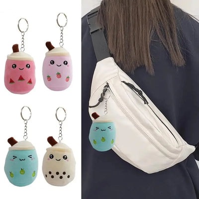 Cute Stuffed Plush Bubble Tea Food Milk Cup Plushie Pillow Mini Simulation Keychain Pendant Soft Plush Doll Toys Gifts for Kids