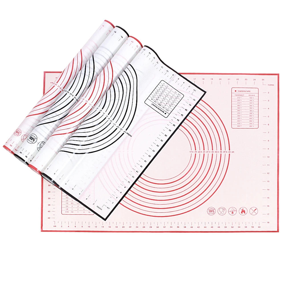 Silicone Baking Mat with Measurement Non Stick Non Slip Dough Rolling Fondant Pastry Mat Pie Crust Pizza Cookies Baking Tools