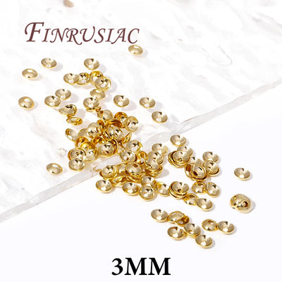 3mm 4mm 14K Gold Plated Brass Round Bead Caps For Necklace Bracelet Jewelry Making Supplies,DIY Accessories Beading Spacer Caps