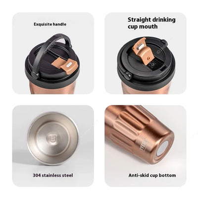 Tyeso Vintage Coffee Mug Portable 304 Stainless Steel Insulated Travel Cup Convenient Handheld Thermos for On-the-Go Use