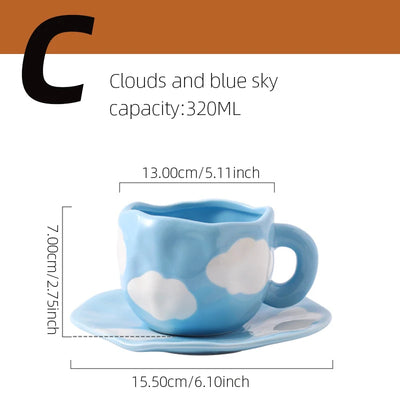 Hand-painted Flower Ceramic Coffee Cup Home Office Mug With Saucer Breakfast Milk Juice Tea Handle Cup Gift Drinkware Set