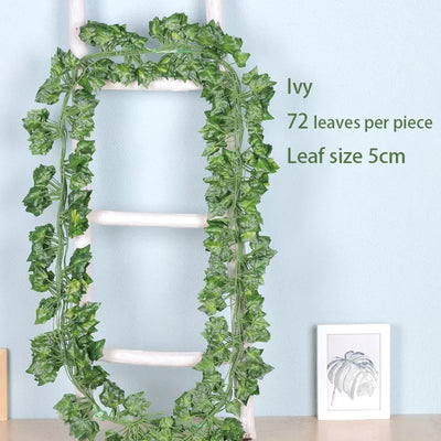 24M Artificial Plants False Leaves Home Decor Fake Foliage Vine Home Garden Decoration Wedding Party Wall Hanging Decorations