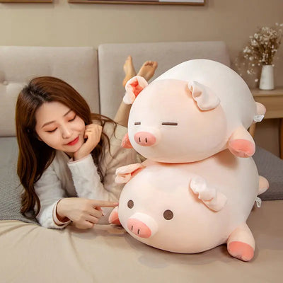 Pig Plush Toy Throw Pillows Kawaii Cartoon Animal Stuffed Soft Doll INS Birthday Gift for Girls Kids Children PP Cotton