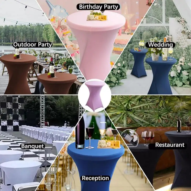 2/1PC Height Stretch Round Tablecloth Cocktail Table Cover Spandex Table Cloth Bar Hotel Party Wedding Elastic Table Cloth Decor