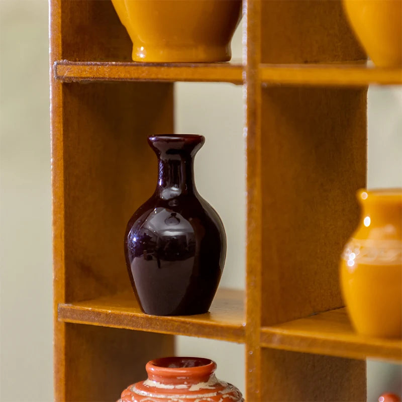 6Pcs 1:12 Dollhouse Miniature Wine Altar Tea Jar Clay Pot Flowerpot Vase Home Model Decor Toy Doll House Accessories
