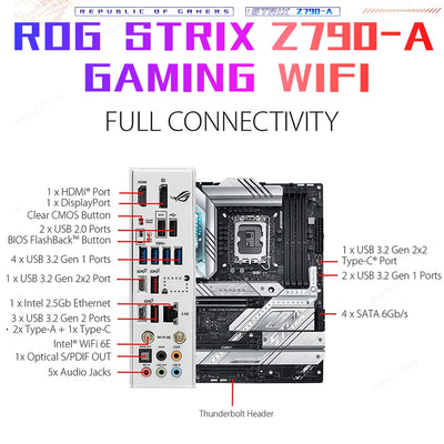 ASUS ROG STRIX Z790 A GAMING WIFI White Motherboard DDR5 LGA 1700 Kit i9 13900K With Renegade 6000MHz 32GB Memory Set PC DIY New