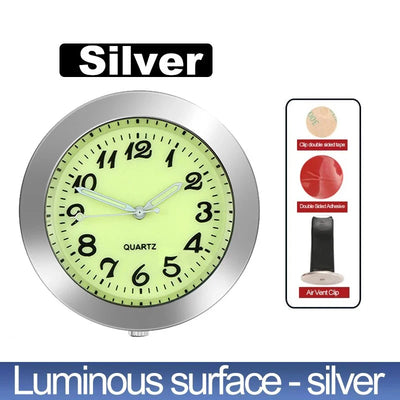 LUMINOUS MINI QUARTZ CAR CLOCK – STICK-ON DIGITAL WATCH ORNAMENT FOR AUTO INTERIOR