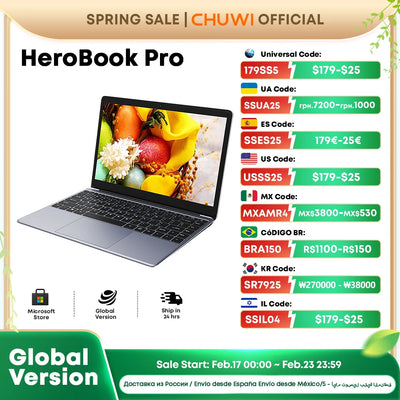 CHUWI Herobook Pro / Herobook Plus Laptop Windows 11 Laptop 14.1inch / 15.6inch FHD Intel N4020 LPDDR4 8GB 256GB SSD Computer PC