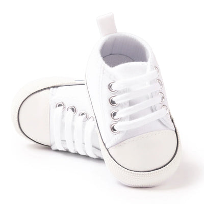 CLASSIC CANVAS BABY SPORTS SHOES – GENDER-NEUTRAL FIRST WALKER WITH NON-SLIP SOFT SOLES FOR NEWBORN & TODDLER CRIB USE