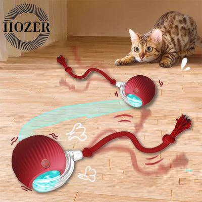 2Pcs cat Interactive Ball Toys Automatic Rolling Ball Faux Tail Rechargeable Smart Pet Electric Toy Cat Training Imitate Mouse