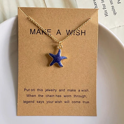 Lovely Starfish Necklace for Women Girl White Blue Black Pink Color Fashion Choker Necklace Gift For Friend Wholesale Jewelry