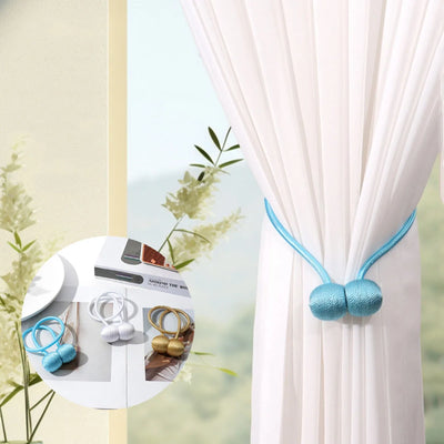 MAGNETIC BALL CURTAIN TIEBACKS – HOLD BACK CLIPS & HOOKS