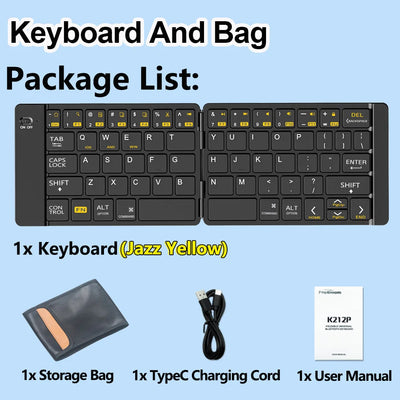 Mini Foldable Wireless Keyboard Ultra Slim Portable Bluetooth Keyboard Rechargeable Folding Keyboard for Windows Android IOS