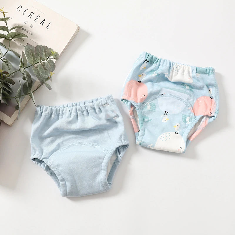 100% Cotton Baby Training Pants 4 Layers Washable Diaper Learning Pants Infant Cotton Shorts Underwear