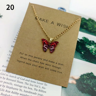 Fashion Butterfly Pendant Necklaces for Women Sweet Simple Multicolor Insect Clavicle Chain Necklace Party Jewelry Accessories