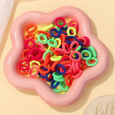 100Pcs/bag Girls Colorful Hair Bands Set Nylon Elastic Rubber Band Baby Ponytail Holder Scrunchies Kids Hair Accessories