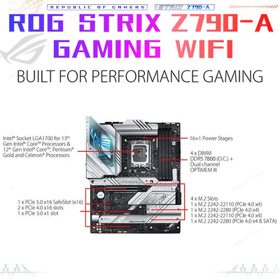 ASUS ROG STRIX Z790 A GAMING WIFI White Motherboard DDR5 LGA 1700 Kit i9 13900K With Renegade 6000MHz 32GB Memory Set PC DIY New