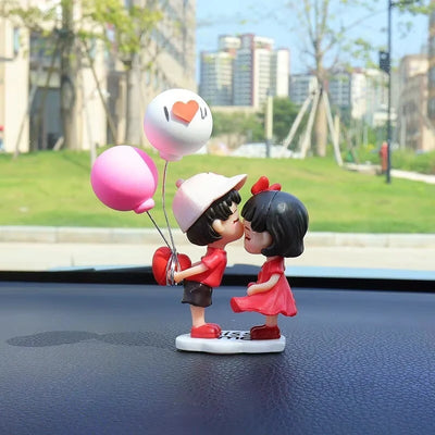2PCS CUTE COUPLE CAR ORNAMENTS – KISSING BALLOON LOVERS DASHBOARD DECORATION & AUTO INTERIOR ACCESSORIES
