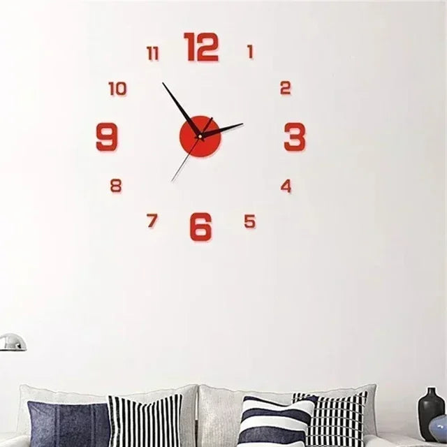 DIY Wall Clock for Home Office 40cm Frameless Modern 3D Wall Clock Mirror Stickers Hotel Room Design School Decoration Decor
