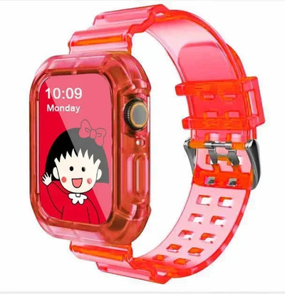 Silicone Band+Case for Apple Watch 10 42 46mm Strap 44/45MM 41/40mm Transparent Bracelet For Iwatch Series 9 8 7 6 Se 5 Correas
