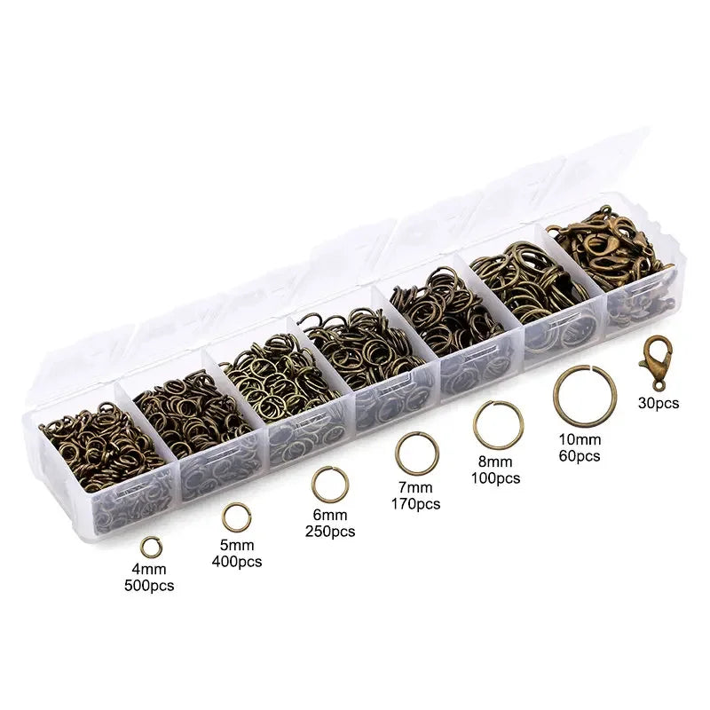 Zinc Alloy Open Jump Rings Lobster Clasps for DIY Bracelet Necklace Chain Accessories Making Supplies Jewelry Findings Kits