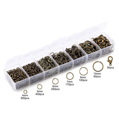 Zinc Alloy Open Jump Rings Lobster Clasps for DIY Bracelet Necklace Chain Accessories Making Supplies Jewelry Findings Kits