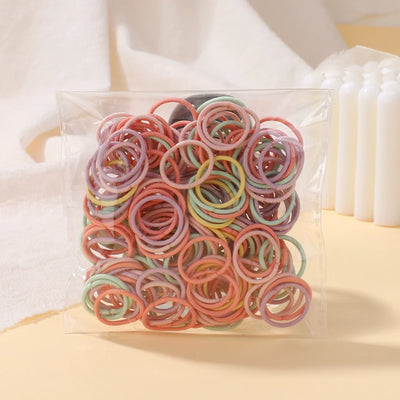 100Pcs/bag Girls Colorful Hair Bands Set Nylon Elastic Rubber Band Baby Ponytail Holder Scrunchies Kids Hair Accessories