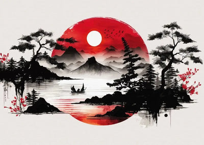Chinese Landscape Birds Forest Mountain River Koi Carp Fish Ink Art Poster Canvas Painting Wall Art Prints Picture Home Decor