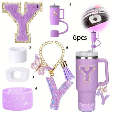 6PCS SILICONE ACCESSORY SET FOR STANLEY 40OZ TUMBLER WITH HANDLE – INCLUDES STRAW TOPPERS, BOOT COVER, AND SPILL-PROOF STOPPERS