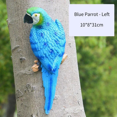 Simulation Parrot Statue Birds Wall Mounted Outdoor Garden Resin Tree Hanging Decoration Animal Sculpture Home Ornament Decor