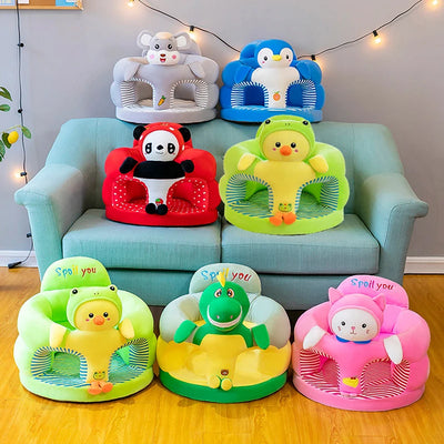 Baby Sitting Chair Cover Cute Animal Shaped Plush Sofa Case Infants Learning Support Seat Cushion