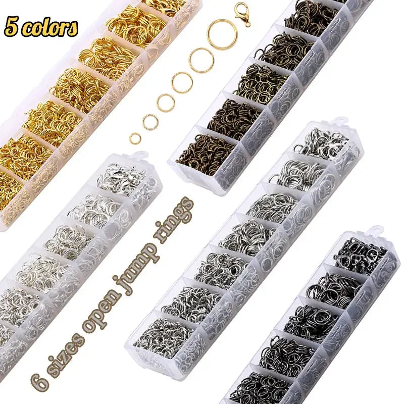 Zinc Alloy Open Jump Rings Lobster Clasps for DIY Bracelet Necklace Chain Accessories Making Supplies Jewelry Findings Kits