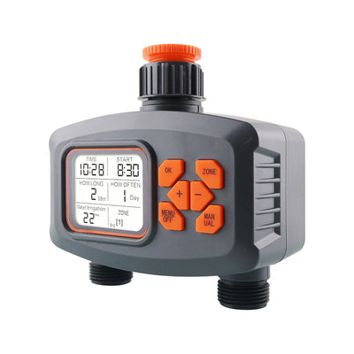 RainSeer 2-Way Water Timer LCD Display Timer Waterproof IP65 Home Garden irrigation Rainfall Timer Automatic Controller System