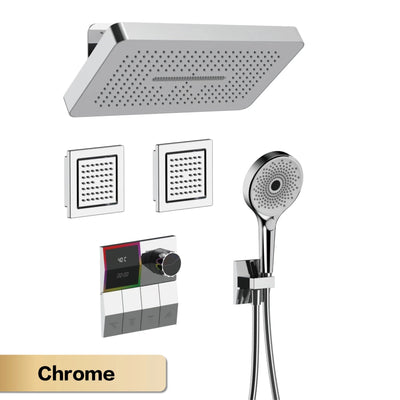 AITANA Luxury Brass White Shower System LED Light Digital Display Design with Constant Temperature Wall Mounted Bathroom Faucet
