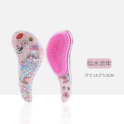 1 Pc New Cute Hair dressing Comb for Kids Anti-knot Massage Flowing Bead Hair Brush Children Girls Dress Up Makeups Toy Gifts