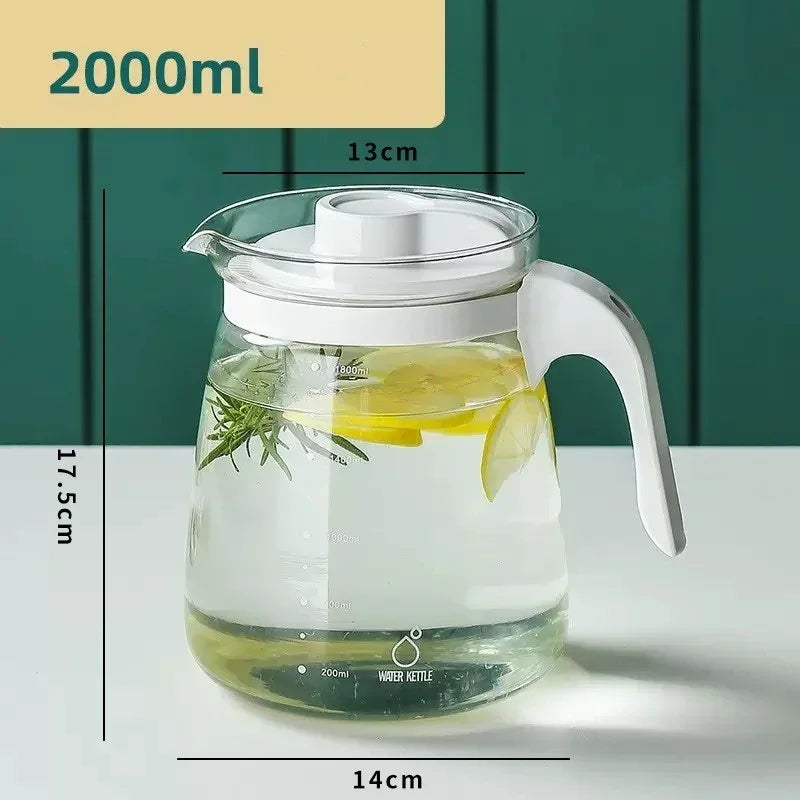 Large Capacity Glass Kettle High Temperature Resistance Water Bottle Household Transparent Teapot Coffee Jug Drinking Utensil