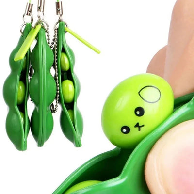20/10PCS Pea Pod Keychain Fidget Toy Stress Relief Squeeze Autism Sensory Products For Adults And Kids Antistress Funny Gifts