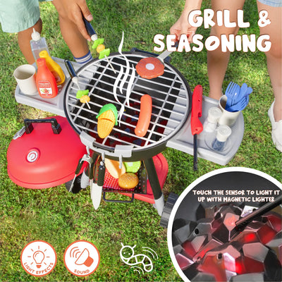 BBQ Grill Set - 25pc Toy Barbecue Grill Set for Kids - Includes Accessories and Play Food - Ages 3 and Up,Christmas Gifts