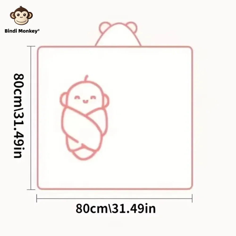 Newborn Baby Hooded Cloak Bath Towel Blanket Cartoon Solid Color Coral Velvet 0-4 Years
