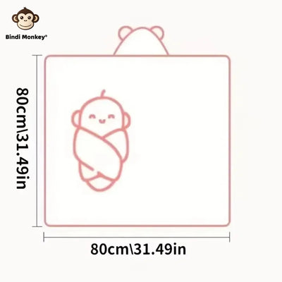 Newborn Baby Hooded Cloak Bath Towel Blanket Cartoon Solid Color Coral Velvet 0-4 Years