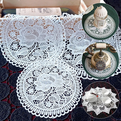 1PC White Round Lace Embroidery Placemat Table Cloth Coffee Coasters Napkin Kitchen Table Lace Crochet Tea Coffee Pads Mats