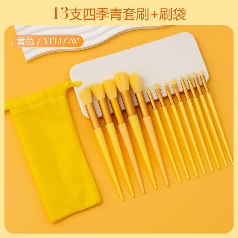 13purpleflower holly leaf makeup brush suit soft hair face powder highlight blush brush eye shadow brush full set of beauty tool