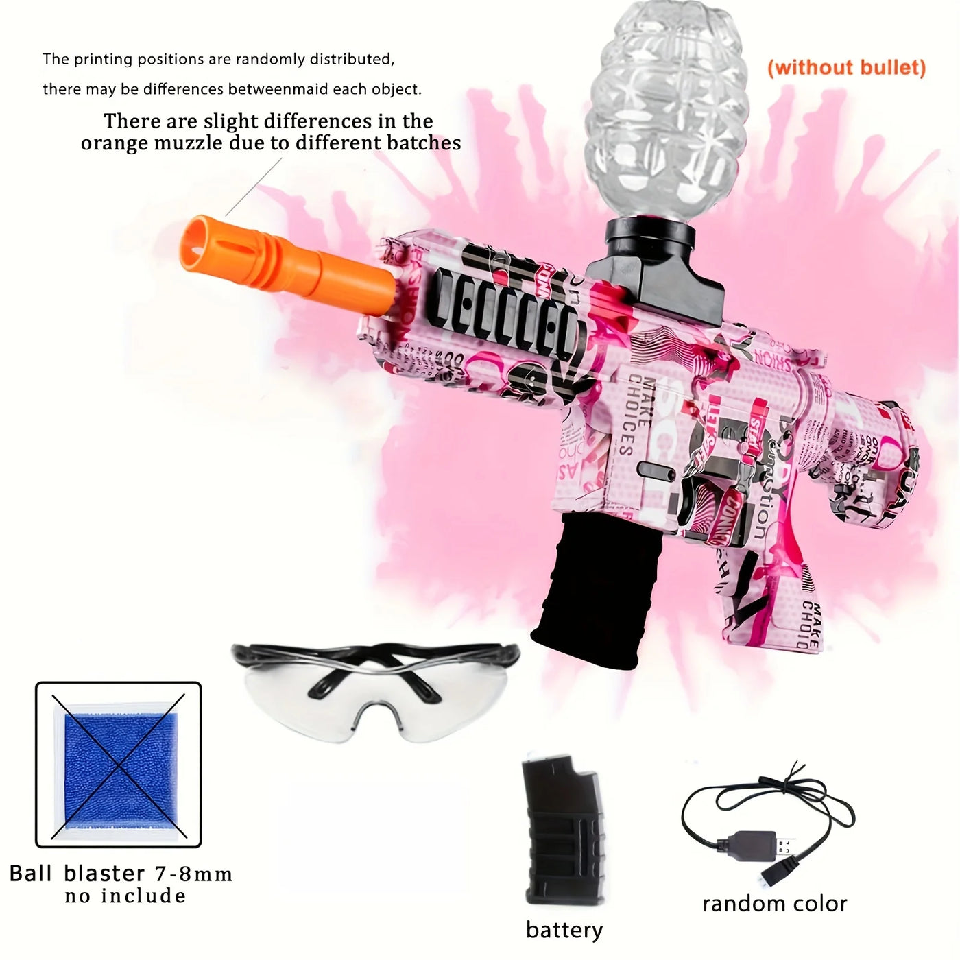 M416 Blaster Toy Gun, Blaster With Glasses, Automatic Summer Outdoor Toys For Activities Team Game(without water beads）