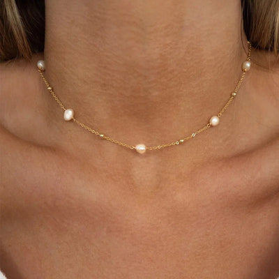 Stainless Steelss Shell Flower Pendant Necklace For Women Vintage Gold Color Heart Clavicle Chain Romantic Necklace Jewelry Gift